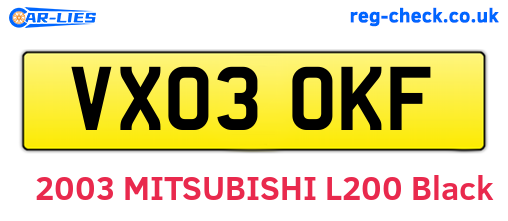 VX03OKF are the vehicle registration plates.