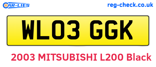 WL03GGK are the vehicle registration plates.