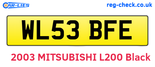 WL53BFE are the vehicle registration plates.