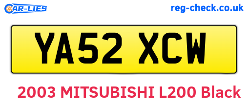 YA52XCW are the vehicle registration plates.