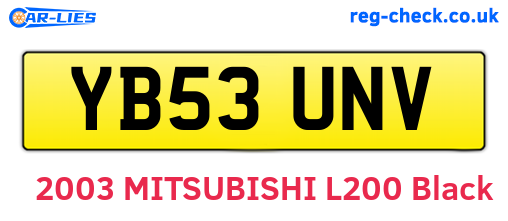 YB53UNV are the vehicle registration plates.