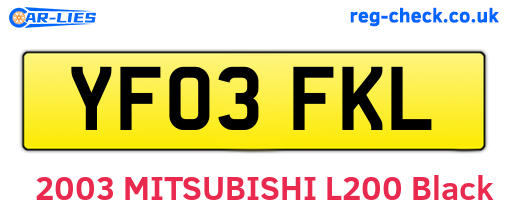 YF03FKL are the vehicle registration plates.
