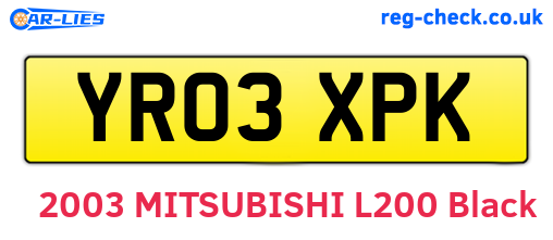 YR03XPK are the vehicle registration plates.