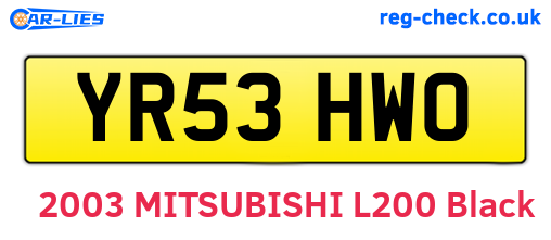 YR53HWO are the vehicle registration plates.
