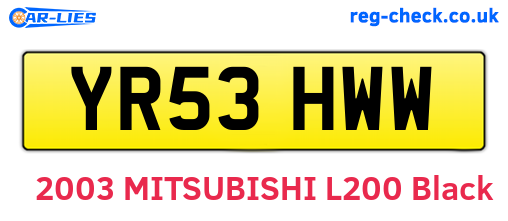 YR53HWW are the vehicle registration plates.