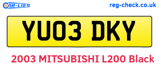 YU03DKY are the vehicle registration plates.