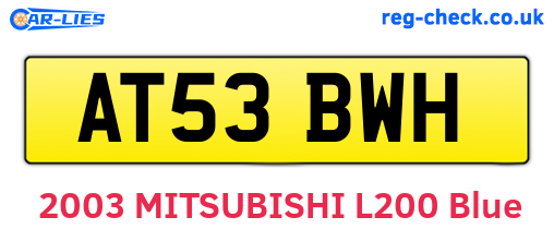 AT53BWH are the vehicle registration plates.