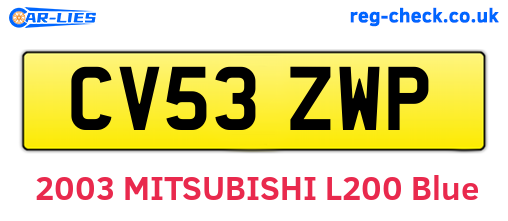 CV53ZWP are the vehicle registration plates.