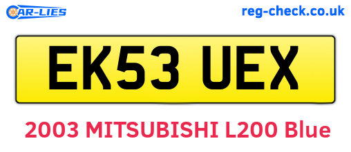 EK53UEX are the vehicle registration plates.