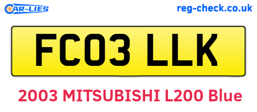 FC03LLK are the vehicle registration plates.