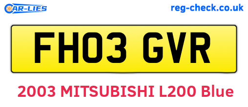 FH03GVR are the vehicle registration plates.