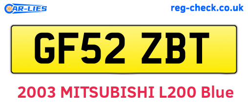 GF52ZBT are the vehicle registration plates.