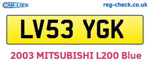 LV53YGK are the vehicle registration plates.