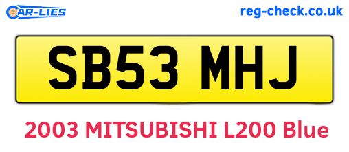SB53MHJ are the vehicle registration plates.