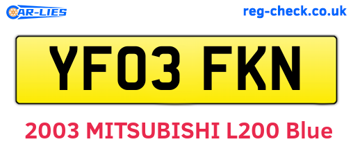 YF03FKN are the vehicle registration plates.