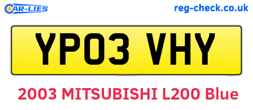 YP03VHY are the vehicle registration plates.