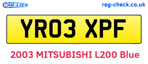 YR03XPF are the vehicle registration plates.