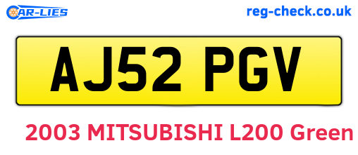 AJ52PGV are the vehicle registration plates.