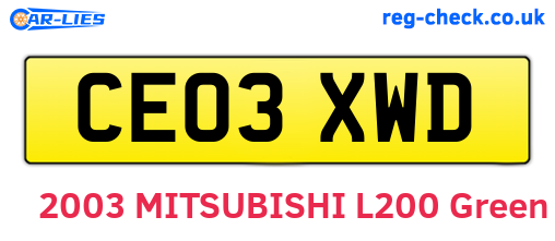 CE03XWD are the vehicle registration plates.
