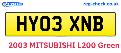 HY03XNB are the vehicle registration plates.