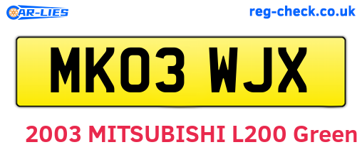MK03WJX are the vehicle registration plates.