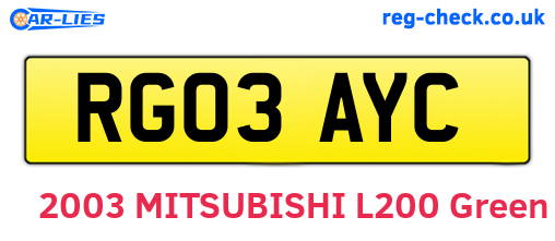 RG03AYC are the vehicle registration plates.