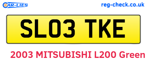 SL03TKE are the vehicle registration plates.