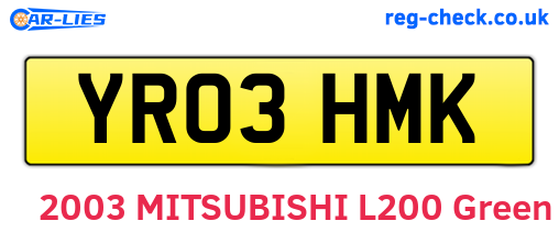 YR03HMK are the vehicle registration plates.