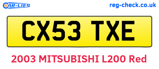 CX53TXE are the vehicle registration plates.