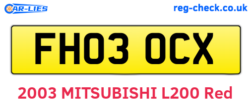 FH03OCX are the vehicle registration plates.