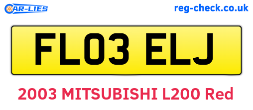 FL03ELJ are the vehicle registration plates.