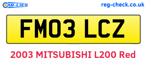FM03LCZ are the vehicle registration plates.