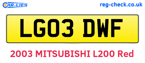 LG03DWF are the vehicle registration plates.