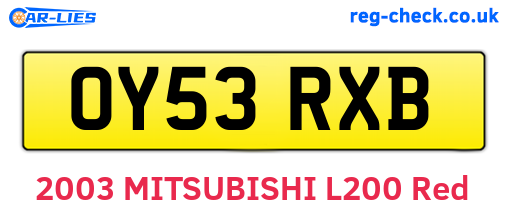 OY53RXB are the vehicle registration plates.
