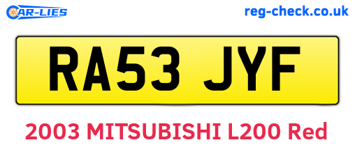 RA53JYF are the vehicle registration plates.