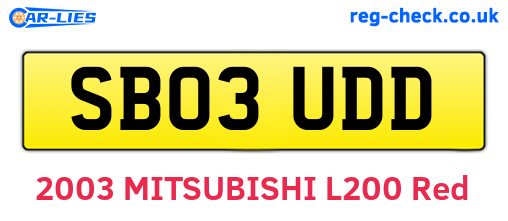 SB03UDD are the vehicle registration plates.