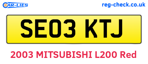 SE03KTJ are the vehicle registration plates.