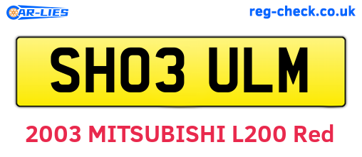 SH03ULM are the vehicle registration plates.