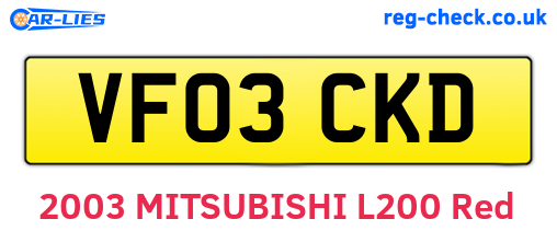 VF03CKD are the vehicle registration plates.