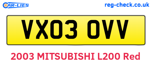 VX03OVV are the vehicle registration plates.