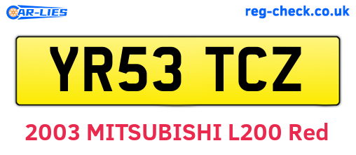 YR53TCZ are the vehicle registration plates.