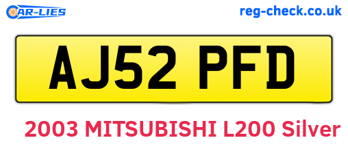 AJ52PFD are the vehicle registration plates.