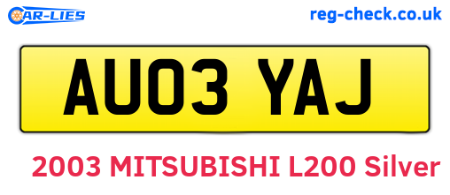 AU03YAJ are the vehicle registration plates.