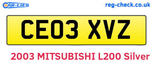CE03XVZ are the vehicle registration plates.
