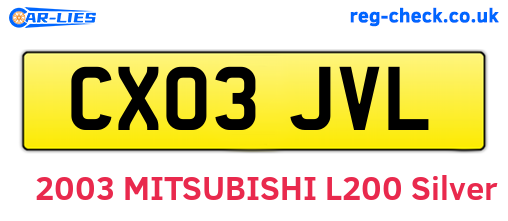 CX03JVL are the vehicle registration plates.