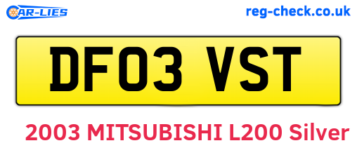 DF03VST are the vehicle registration plates.