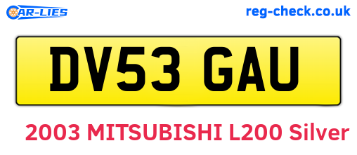 DV53GAU are the vehicle registration plates.