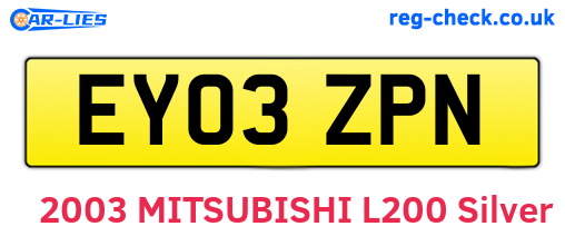 EY03ZPN are the vehicle registration plates.
