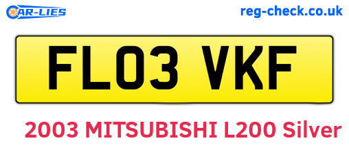 FL03VKF are the vehicle registration plates.