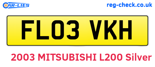 FL03VKH are the vehicle registration plates.